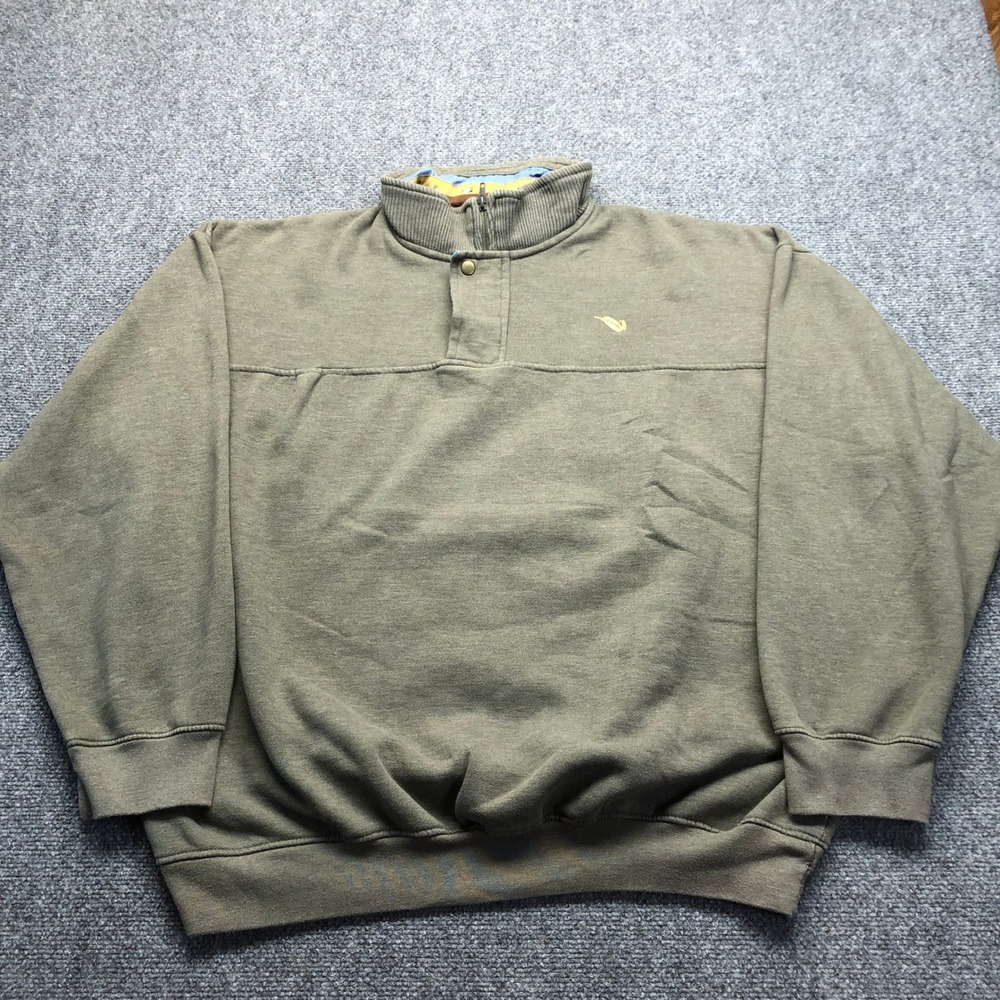 Macks Prairie Wings Mens 2XL Quarter Zip Sweatshirt Olive Mock Neck Pullover